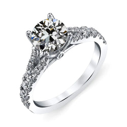Wedding Ring Round Old Miner Real Natural Earth Mined Diamond Cathedral Set Jewelry 5 Carats