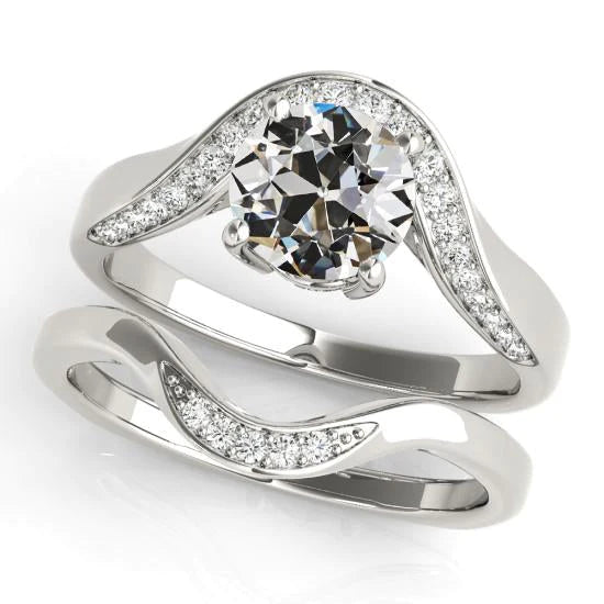 Wedding Ring Set Round Old Miner Genuine Diamond 4 Carats Jewelry