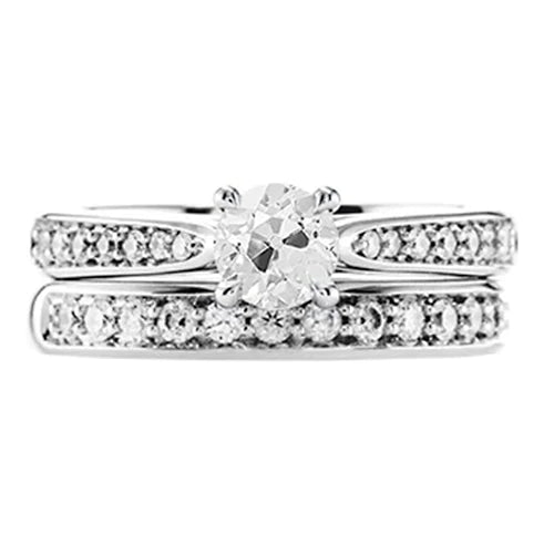 Wedding Ring Set Round Old Miner Matching Natural Diamond Band 2.25 Carats