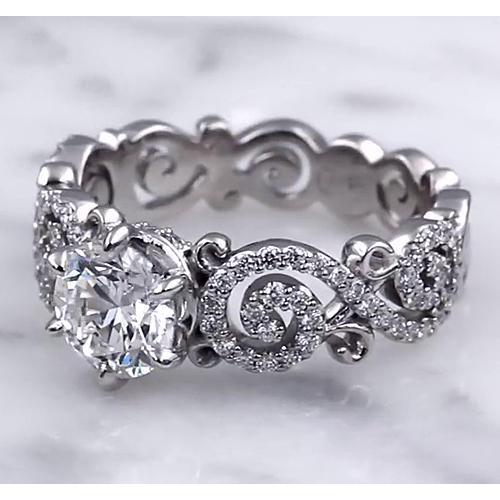 Wedding Band Style Ring 3.50 Carats Round Lab Grown Diamond 6 Prong Setting