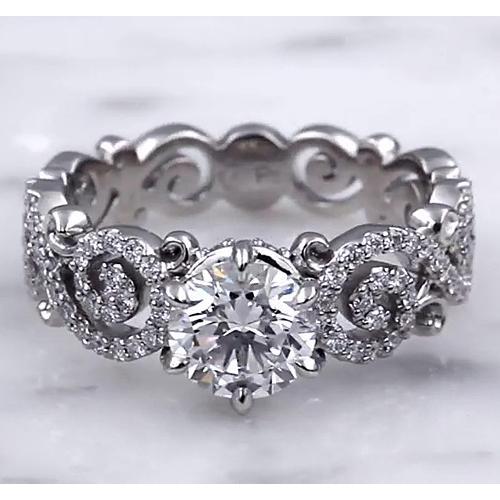 Wedding Band Style Ring 3.50 Carats Round Lab Grown Diamond 6 Prong Setting