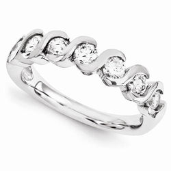 Wedding Band With Round Lab Grown Diamonds Wave Style 1.05 Carats White Gold