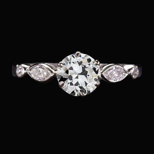 Wedding Ring Marquise & Round Old Mine Cut Real Diamond 6 Prong Set 3 Carats- Engagement Ring-harrychadent.ca