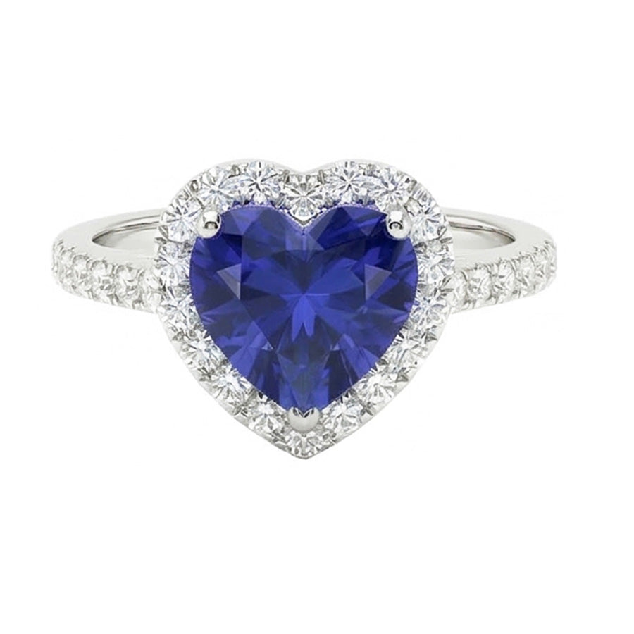 natural round sapphire 3.50ct ring front view