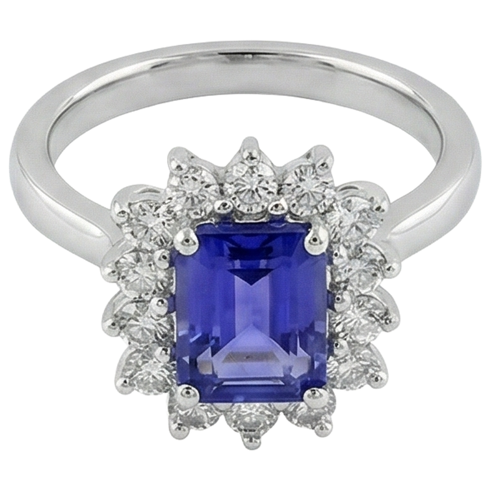 White Gold 14K 10.75 Carats Tanzanite And Natural Earth Mined Diamond ( Not Lab Grown )s Ring