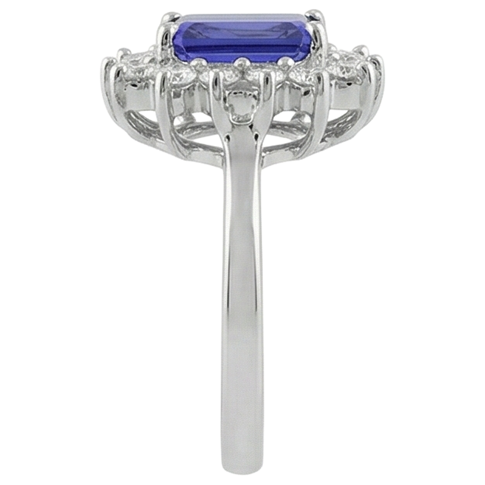White Gold 14K 10.75 Carats Tanzanite And Natural Earth Mined Diamond ( Not Lab Grown )s Ring
