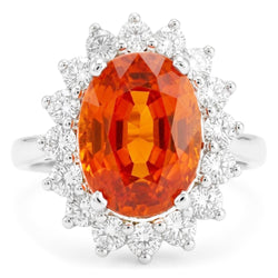 White Gold 14K 10 Ct Red Garnet With Natural Earth Mined Diamond ( Not Lab Grown )s Anniversary Ring