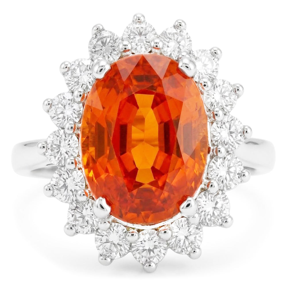 White Gold 14K 10 Ct Red Garnet With Natural Earth Mined Diamond ( Not Lab Grown )s Anniversary Ring