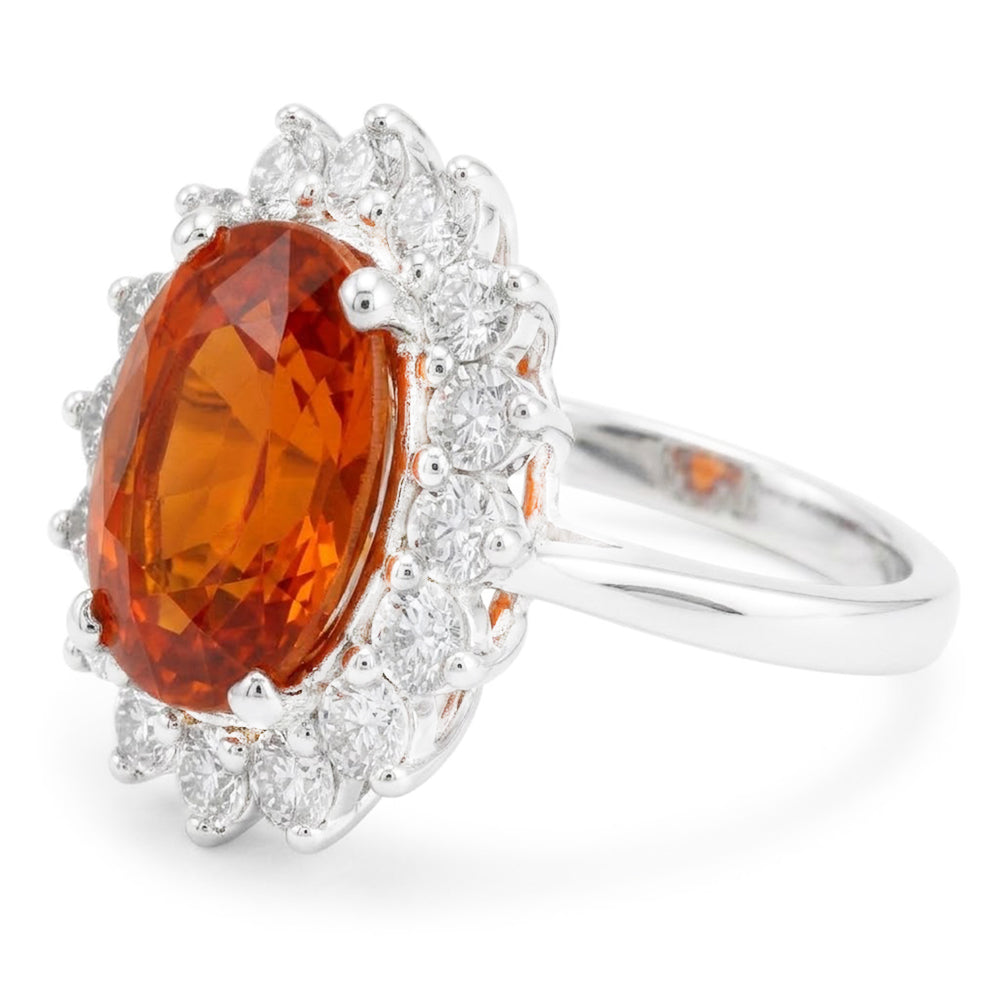 White Gold 14K 10 Ct Red Garnet With Natural Earth Mined Diamond ( Not Lab Grown )s Anniversary Ring