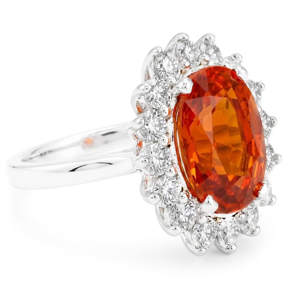 White Gold 14K 10 Ct Red Garnet With Natural Earth Mined Diamond ( Not Lab Grown )s Anniversary Ring