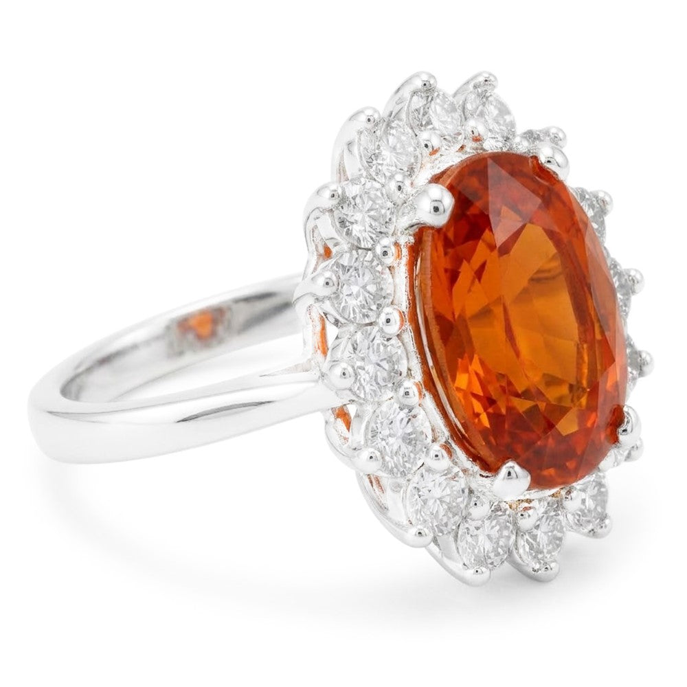 White Gold 14K 10 Ct Red Garnet With Natural Earth Mined Diamond ( Not Lab Grown )s Anniversary Ring