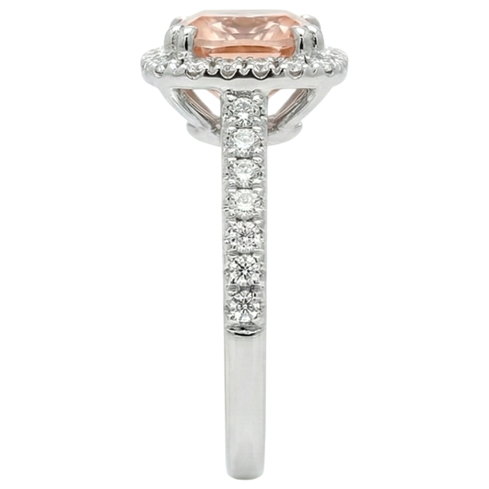 White Gold 14K 11 Ct Cushion Morganite And Natural Earth Mined Diamond ( Not Lab Grown )s Ring New