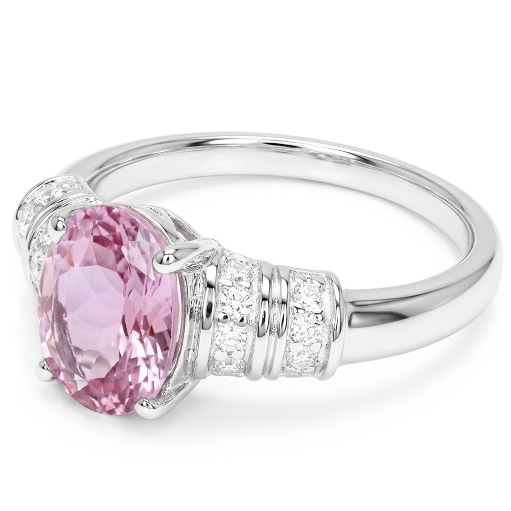 White Gold 14K 16.75 Carats Pink Kunzite With Natural Earth Mined Diamond ( Not Lab Grown ) Engagement Ring