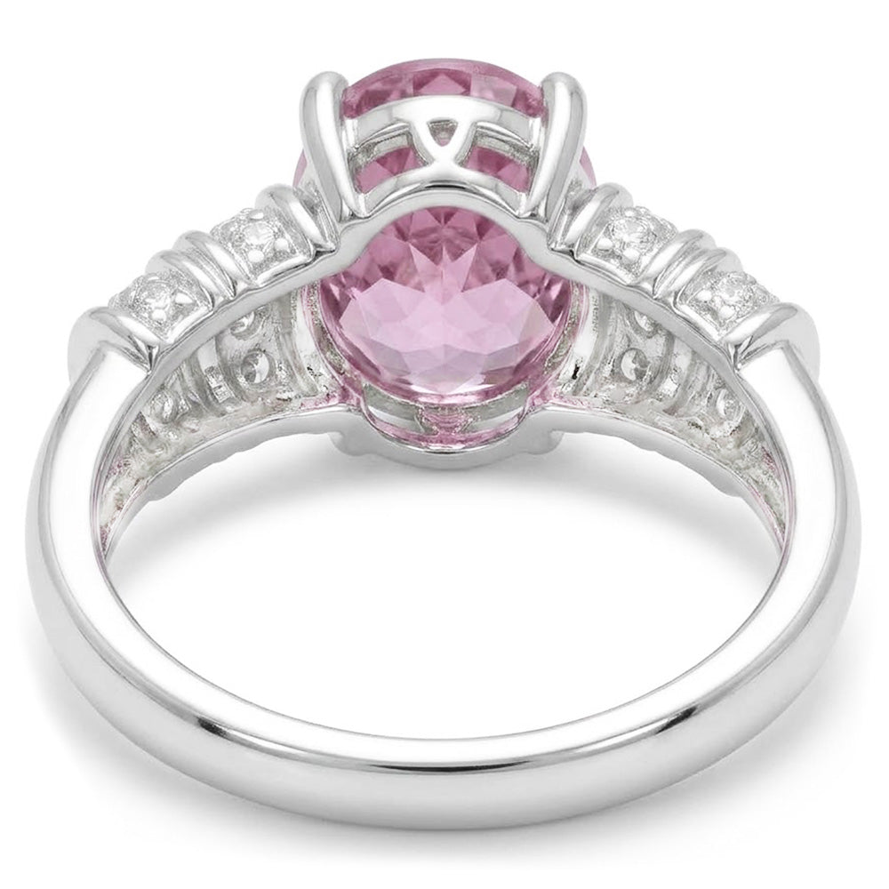 White Gold 14K 16.75 Carats Pink Kunzite With Natural Earth Mined Diamond ( Not Lab Grown ) Engagement Ring