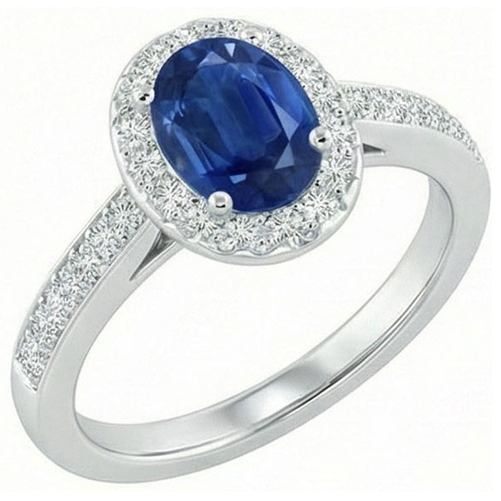 natural round sapphire 2.11ct ring top view