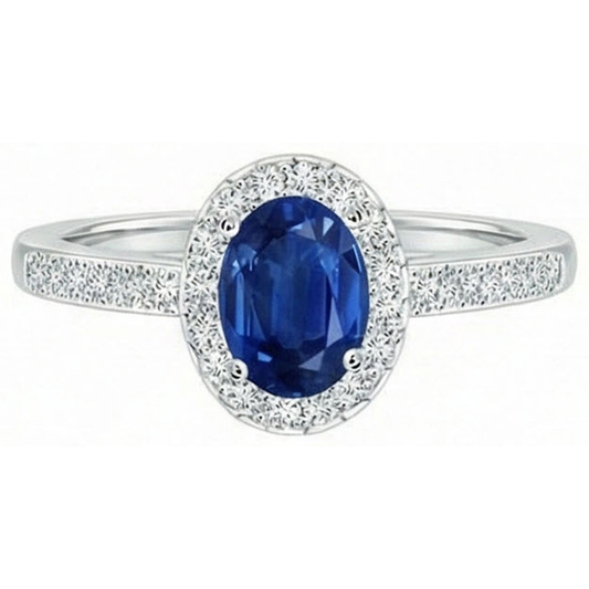 natural round sapphire 2.11ct ring side angle