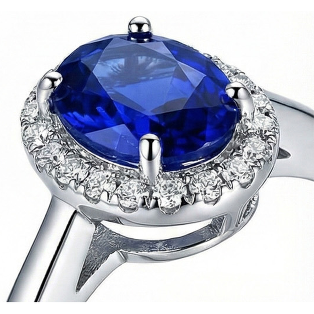 White Gold 14K 2.30 Ct Ceylon Sapphire Natural Earth Mined Diamond ( Not Lab Grown ) s Ring New