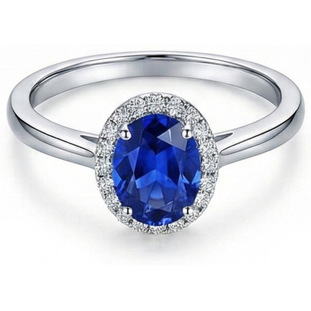 White Gold 14K 2.30 Ct Ceylon Sapphire Natural Earth Mined Diamond ( Not Lab Grown ) s Ring New