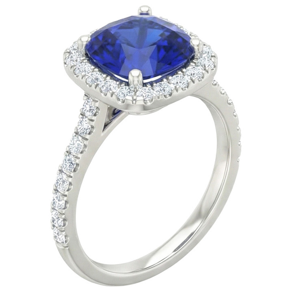 natural round sapphire 2.45ct ring close up detail
