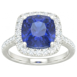 Natural Sapphire Ring 2.45ct - White Gold 14K