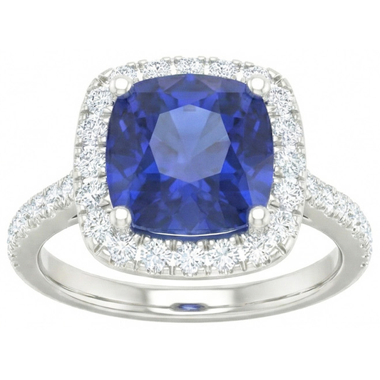 natural round sapphire 2.45ct ring front view