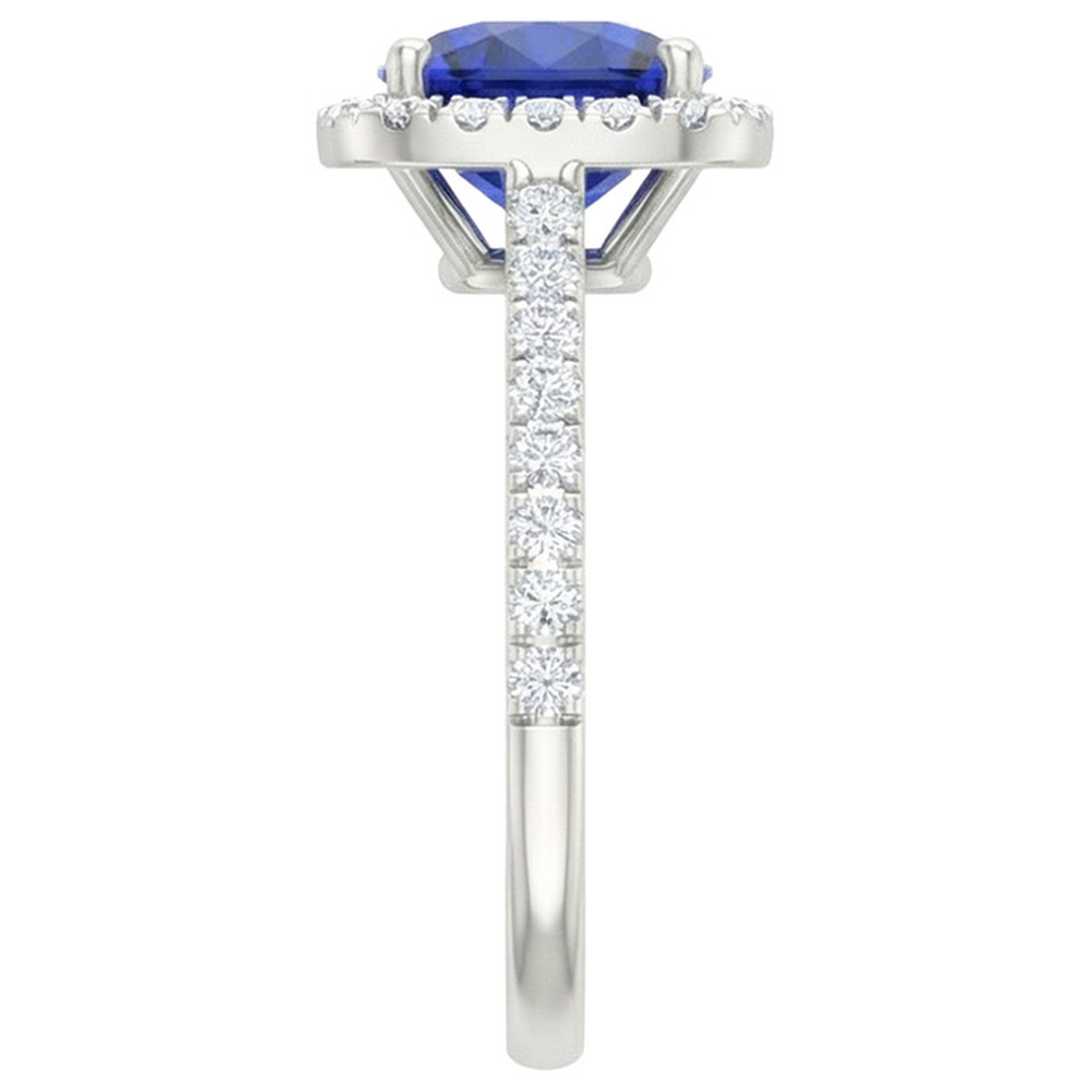 natural round sapphire 2.45ct ring top view