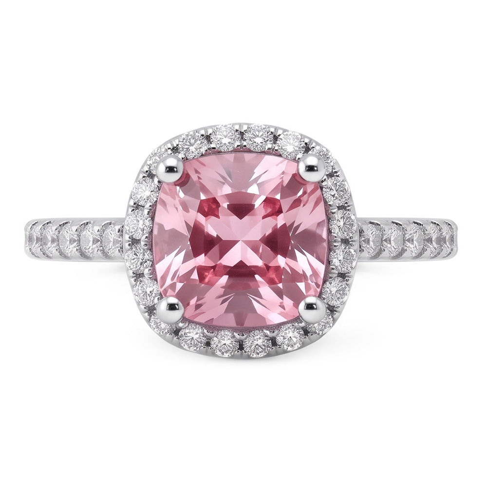 White Gold 14K 3.01 Carats Cushion Pink Gemstone Wedding Ring Jewelry