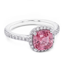 White Gold 14K 3.01 Carats Cushion Pink Gemstone Wedding Ring Jewelry