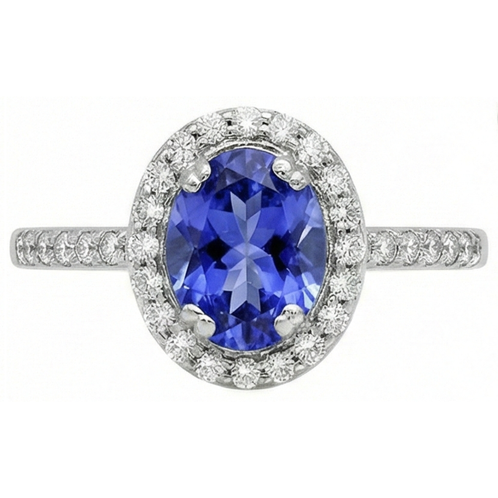 natural round tanzanite 3.10ct ring side angle