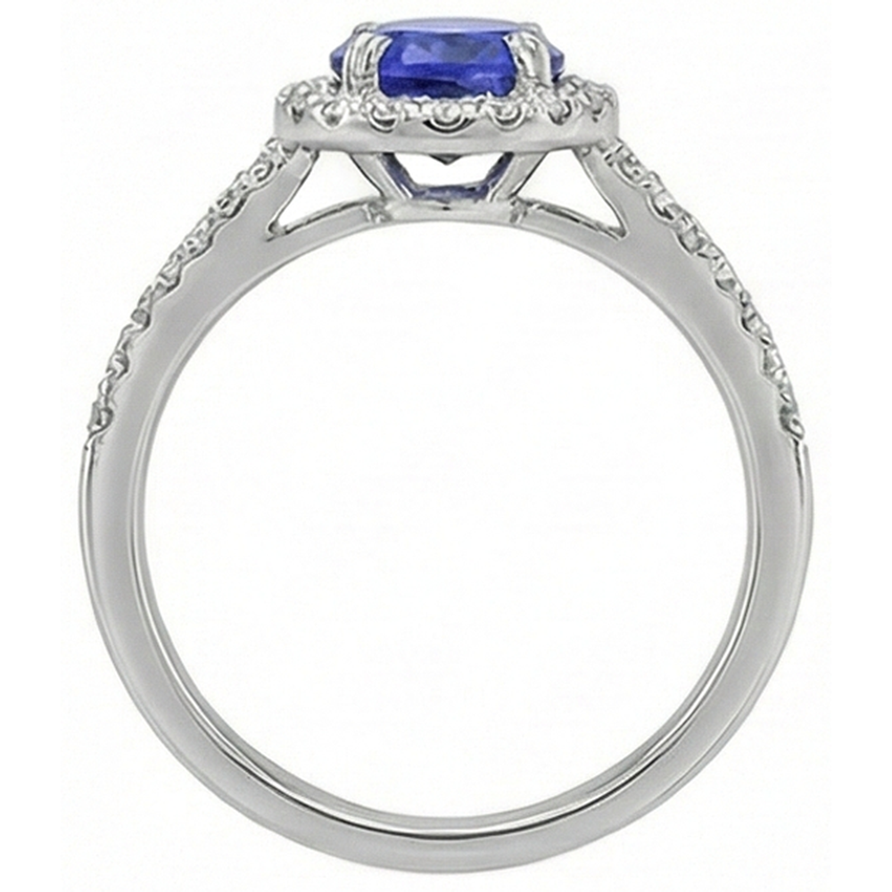natural round tanzanite 3.10ct ring top view