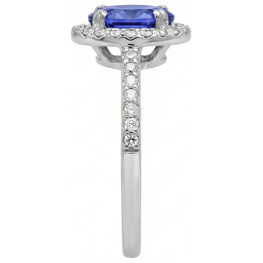 natural round tanzanite 3.10ct ring profile view