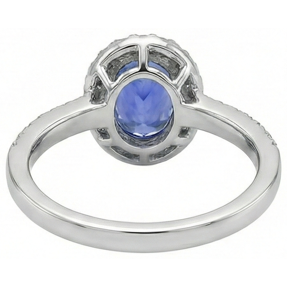 natural round tanzanite 3.10ct ring on white background