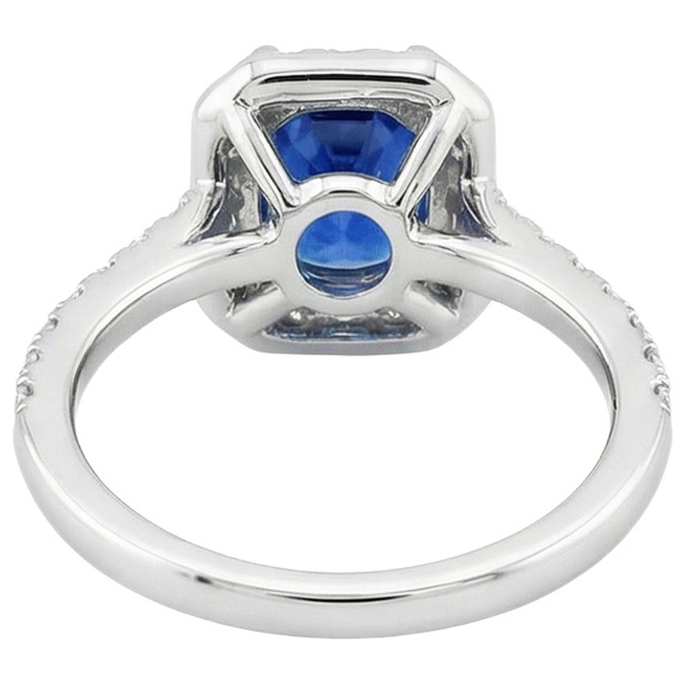 natural round sapphire 3.40ct ring profile view