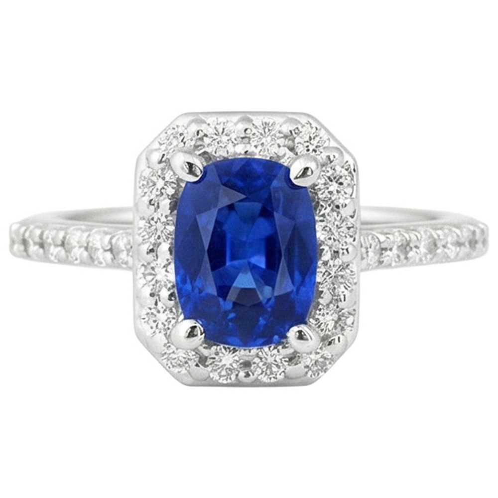natural round sapphire 3.40ct ring side angle