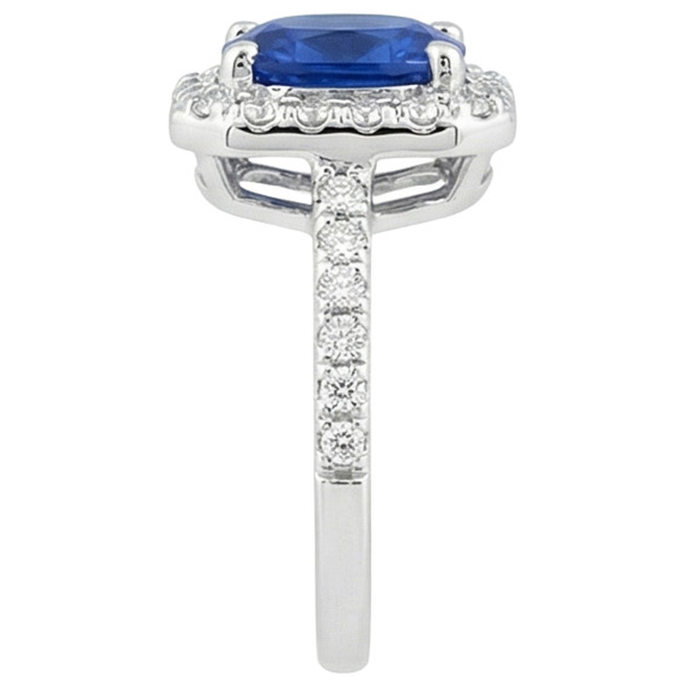 natural round sapphire 3.40ct ring top view