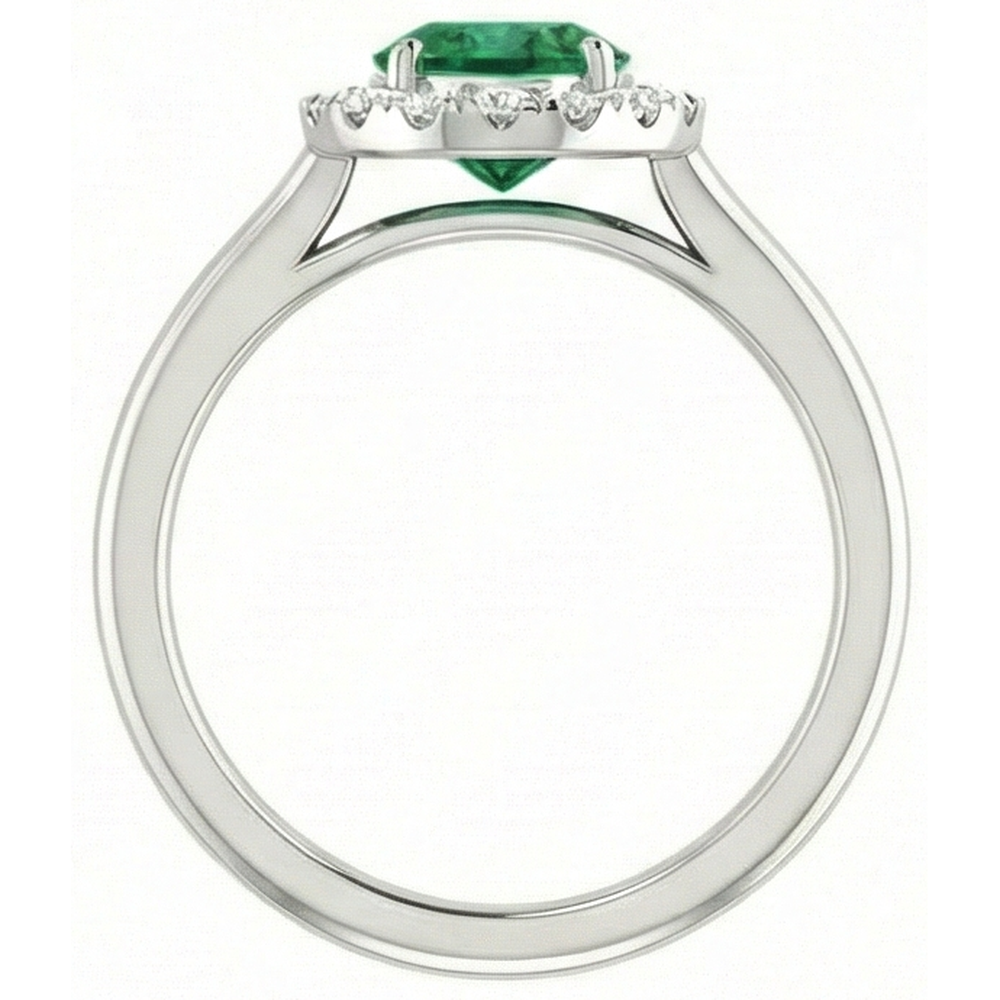 White Gold 14K 3.70 Ct Green Emerald With White Natural Earth Mined Diamond ( Not Lab Grown ) s Ring New