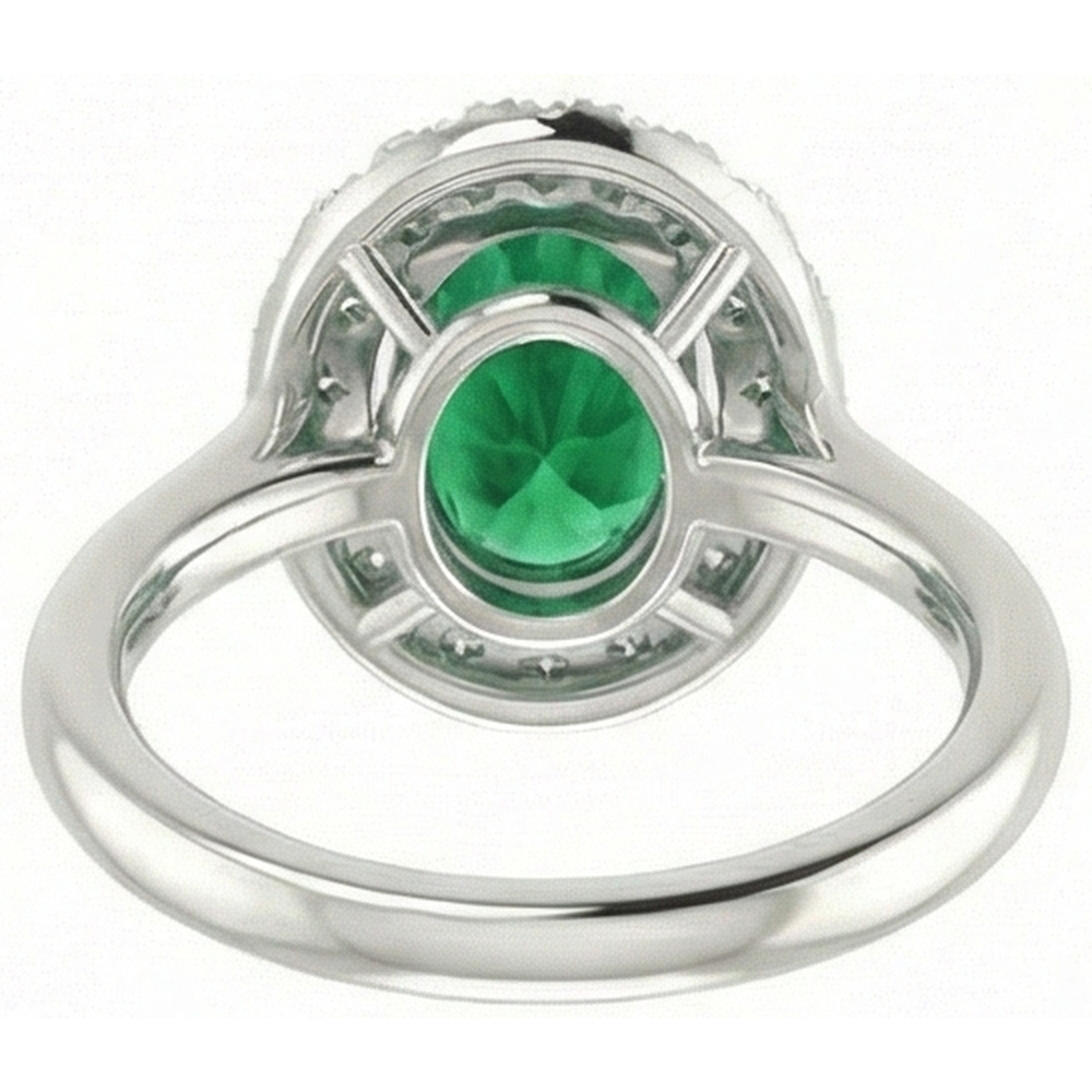 White Gold 14K 3.70 Ct Green Emerald With White Natural Earth Mined Diamond ( Not Lab Grown ) s Ring New
