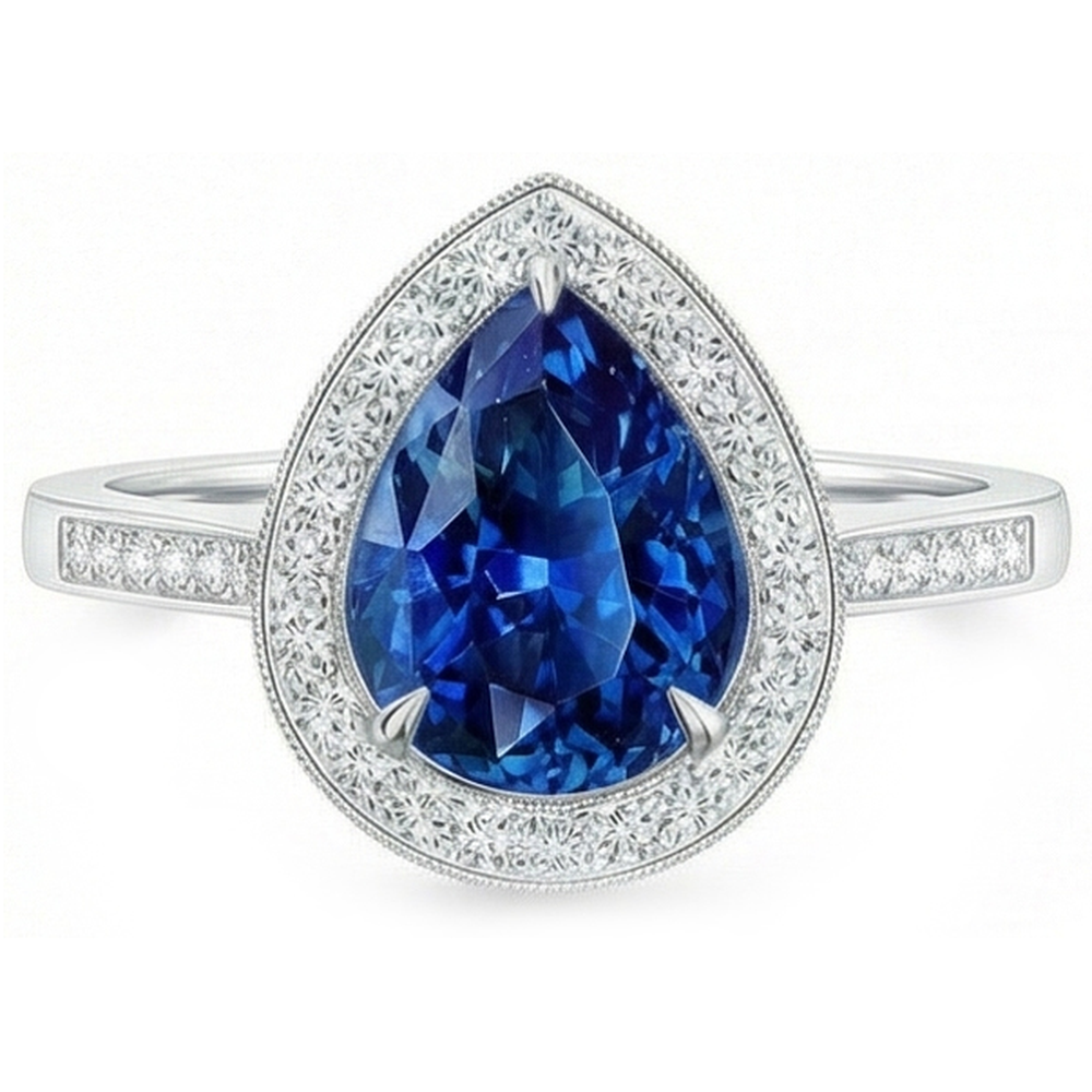 natural round sapphire 3ct ring side angle