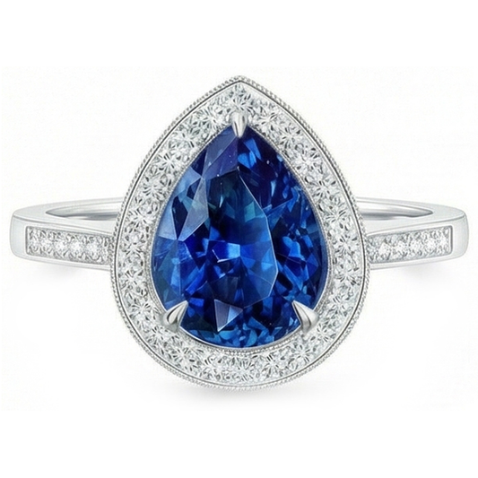 natural round sapphire 3ct ring side angle