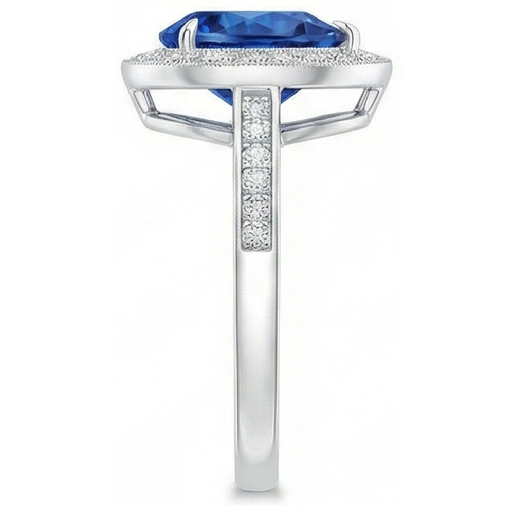 natural round sapphire 3ct ring profile view
