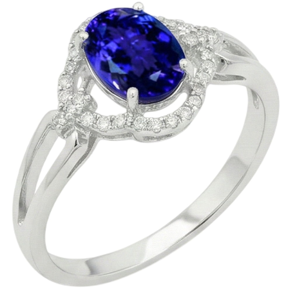 White Gold 14K 6.70 Carats Tanzanite With Natural Earth Mined Diamond ( Not Lab Grown ) s Ring