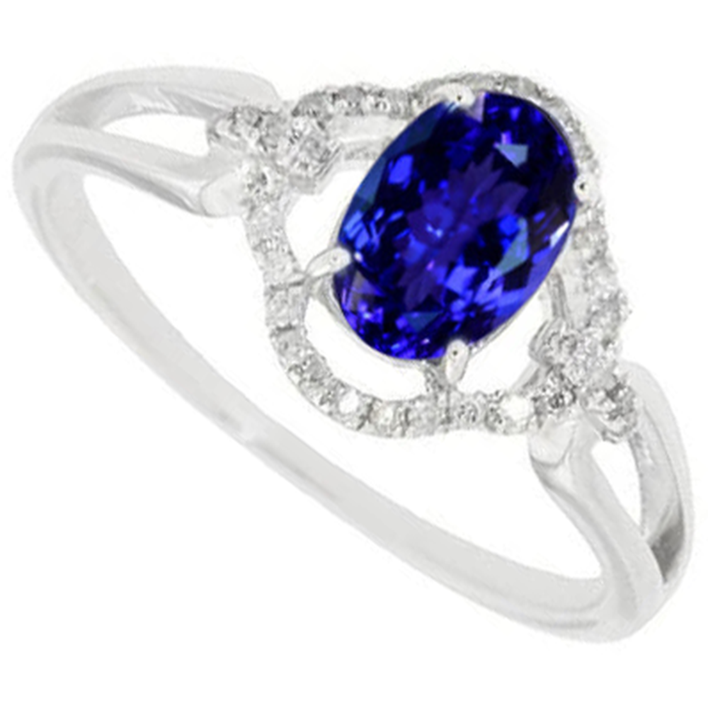 White Gold 14K 6.70 Carats Tanzanite With Natural Earth Mined Diamond ( Not Lab Grown ) s Ring