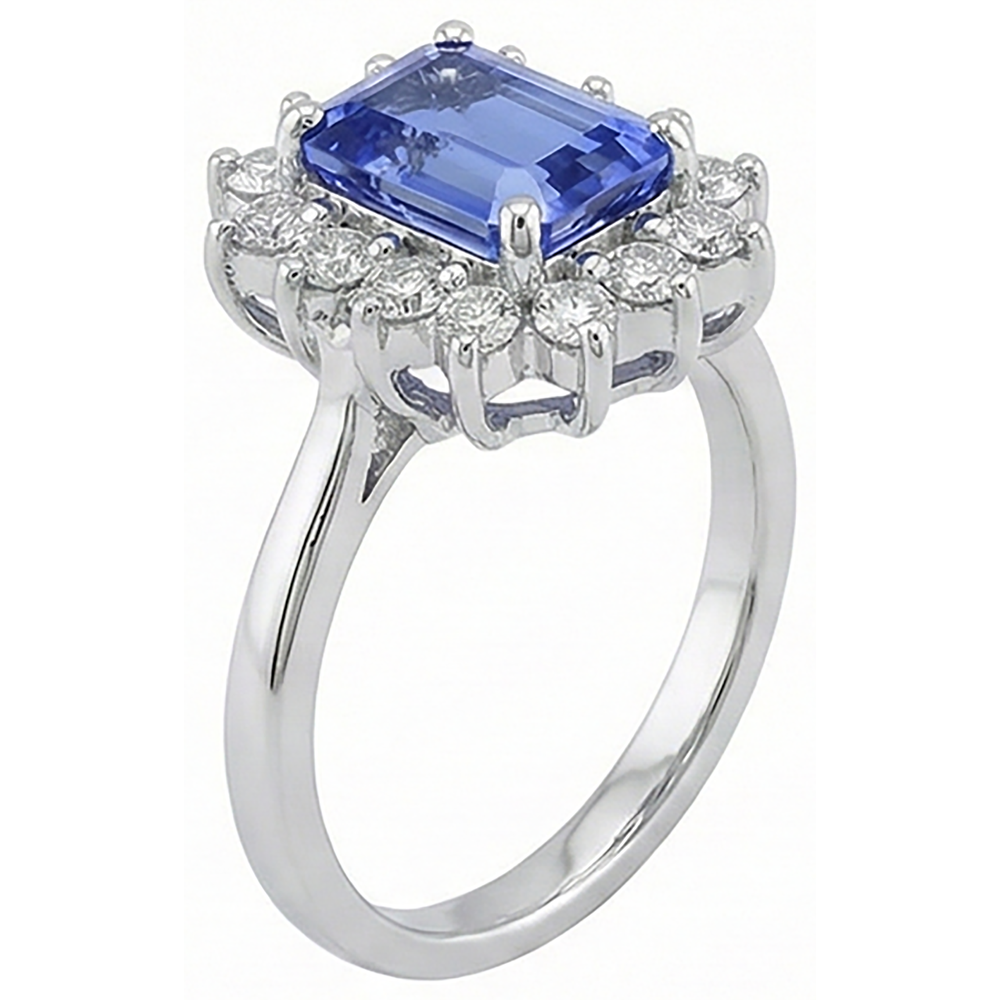 White Gold 14K 7 Ct Tanzanite And Natural Earth Mined Diamond ( Not Lab Grown )s Ring New
