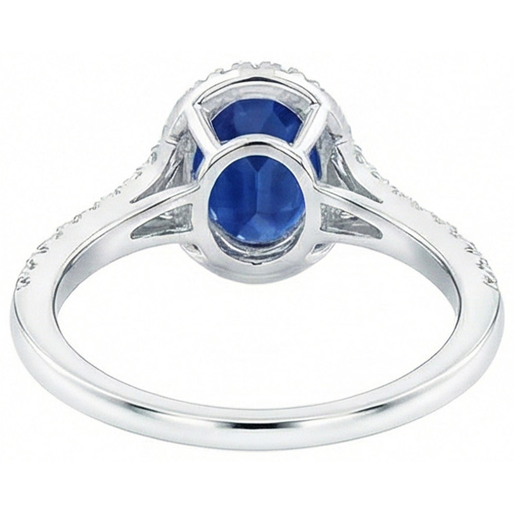 natural round sapphire 2.50ct ring on white background