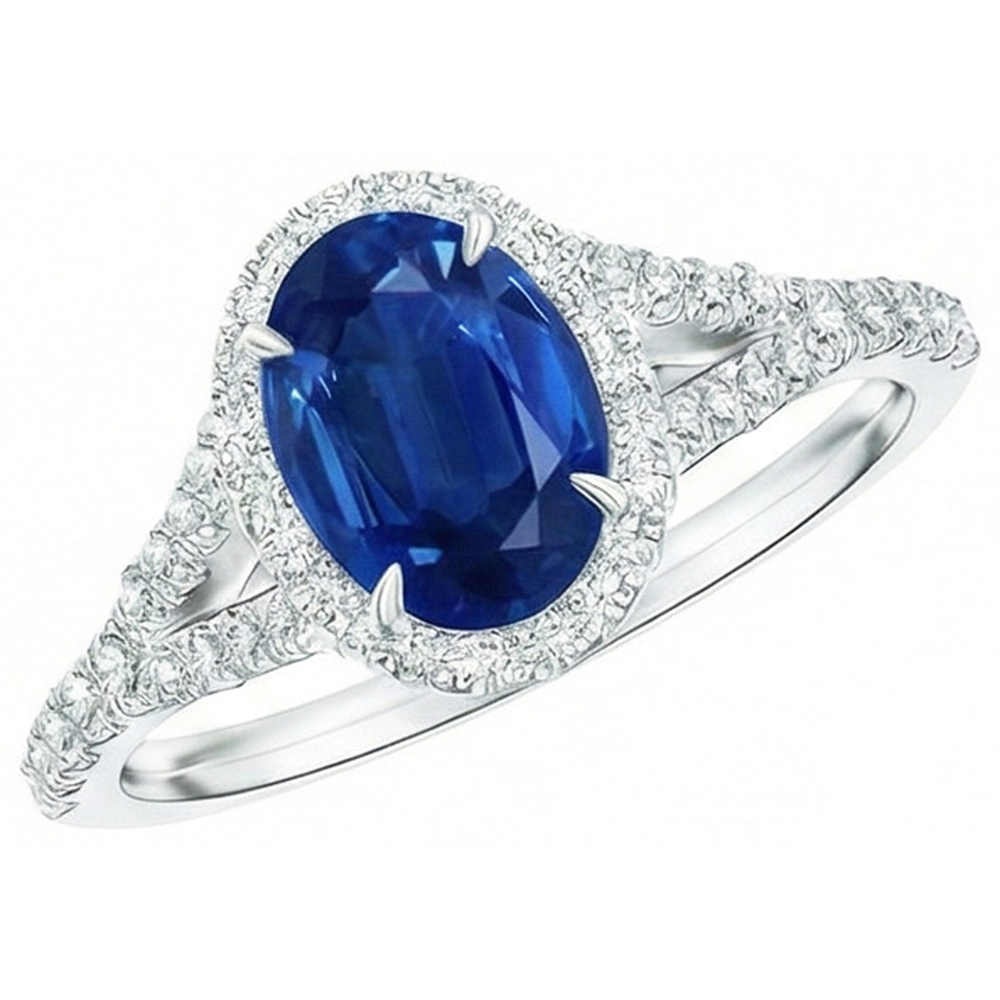 natural round sapphire 2.50ct ring close up detail