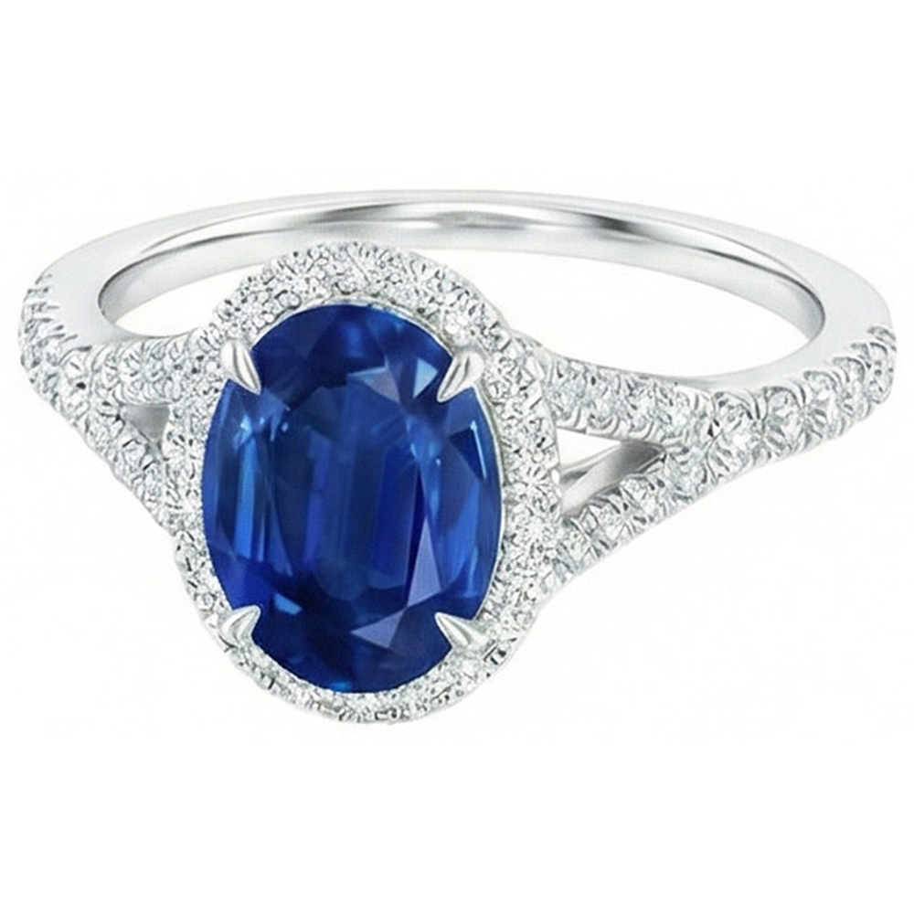 natural round sapphire 2.50ct ring top view