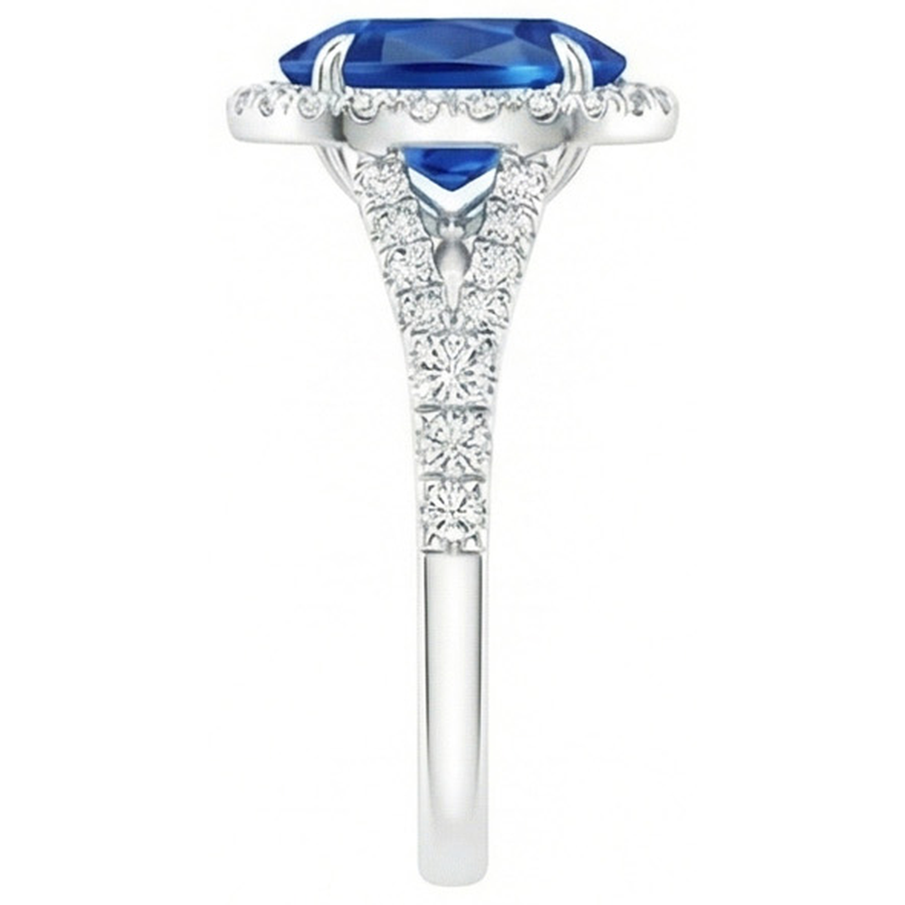 natural round sapphire 2.50ct ring profile view