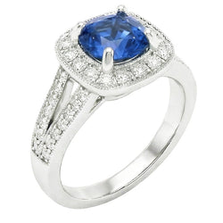 Natural Sapphire Ring 3.60ct - White Gold 14K