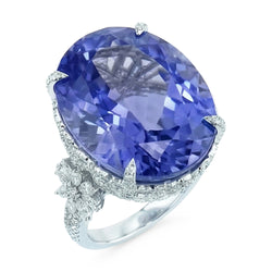 White Gold 14K Cushion Ceylon Sapphire Natural Earth Mined Diamond ( Not Lab Grown ) 6 Carats Ring