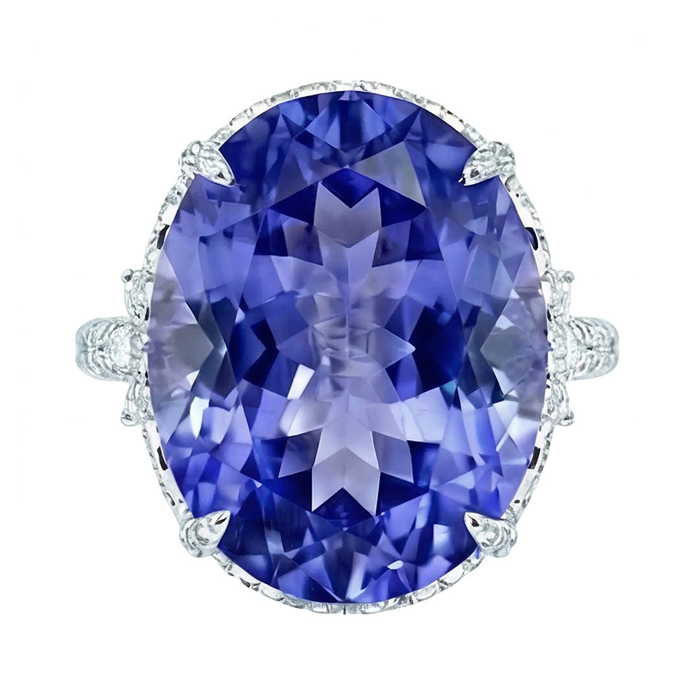 White Gold 14K Cushion Ceylon Sapphire Natural Earth Mined Diamond ( Not Lab Grown ) 6 Carats Ring